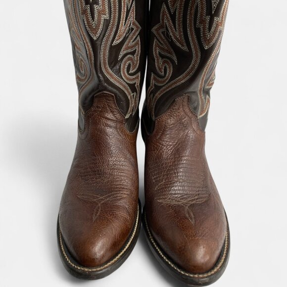 Cowtown Vintage Men's Leather Embordered Brown Western Cowboy Boots Size 9.5 - Picture 4 of 14